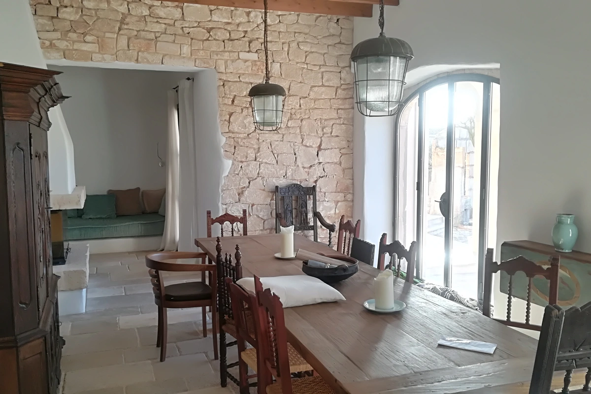 Architect Mallorca conversion village house Santanyi dining area, Santanyi